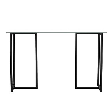 Martha Stewart Tempered Glass Top Home Office Desk with Steel Frame