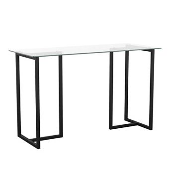 Martha Stewart Tempered Glass Top Home Office Desk with Steel Frame