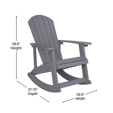 Flash Furniture Set of 2 Poly Resin Adirondack Rocking Chairs with 1 Side Table