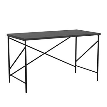 Martha Stewart Wood Grain Parsons Desk with Metal X-Frame