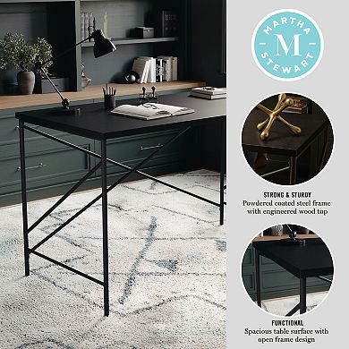 Martha Stewart Wood Grain Parsons Desk with Metal X-Frame