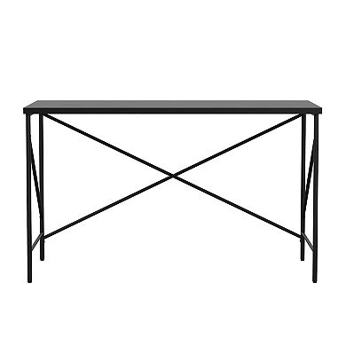 Martha Stewart Wood Grain Parsons Desk with Metal X-Frame