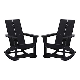 Flash Furniture Indoor/Outdoor modern 2-Slat Adirondack Poly Resin Rockers - Set of 2