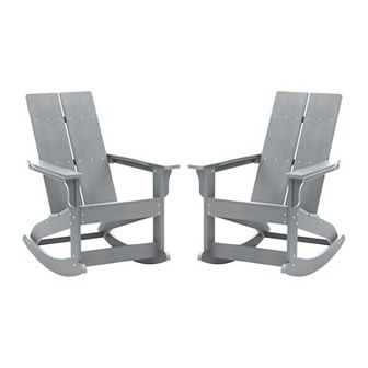 Flash Furniture Indoor/Outdoor modern 2-Slat Adirondack Poly Resin Rockers - Set of 2