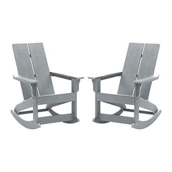 Flash Furniture Indoor/Outdoor modern 2-Slat Adirondack Poly Resin Rockers - Set of 2
