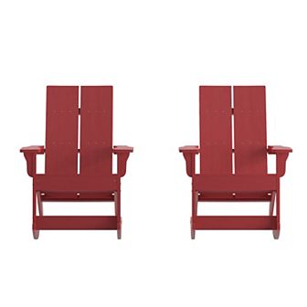 Flash Furniture Indoor/Outdoor modern 2-Slat Adirondack Poly Resin Rockers - Set of 2