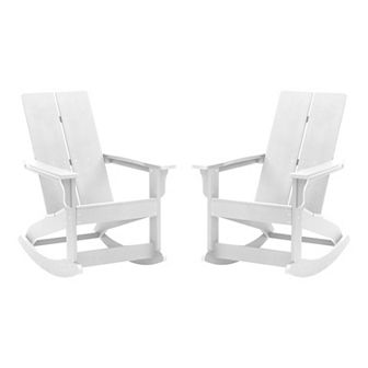 Flash Furniture Indoor/Outdoor modern 2-Slat Adirondack Poly Resin Rockers - Set of 2