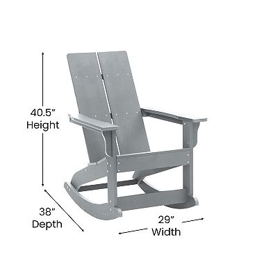Flash Furniture 2 Modern Dual Slat Poly Resin Adirondack Rocking Chairs with Side Table
