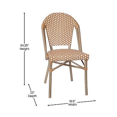 Flash Furniture 2 Pack All-Weather Commercial Paris Chairs with Rattan Print Frame
