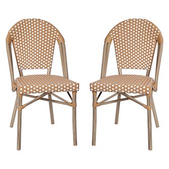Flash Furniture 2 Pack All-Weather Commercial Paris Chairs with Rattan Print Frame