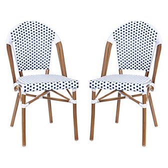 Flash Furniture 2 Pack All-Weather Commercial Paris Chairs with Rattan Print Frame