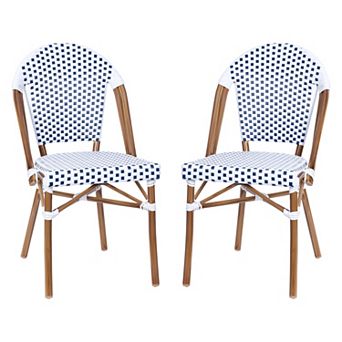 Flash Furniture 2 Pack All-Weather Commercial Paris Chairs with Rattan Print Frame
