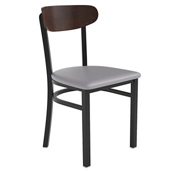 Flash Furniture Commercial Metal Dining Chair with Wood Seat and Boomerang Back