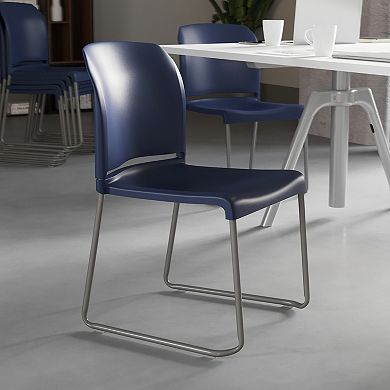 Flash Furniture 880 lb. Capacity Full Back Contoured Stack Chair with Powder Coated Sled Base