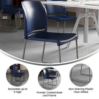 Flash Furniture 880 lb. Capacity Full Back Contoured Stack Chair with Powder Coated Sled Base