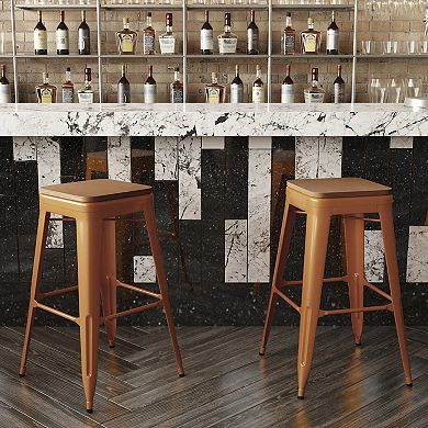 Flash Furniture Indoor/Outdoor Backless Bar Stool with Poly Resin Seat
