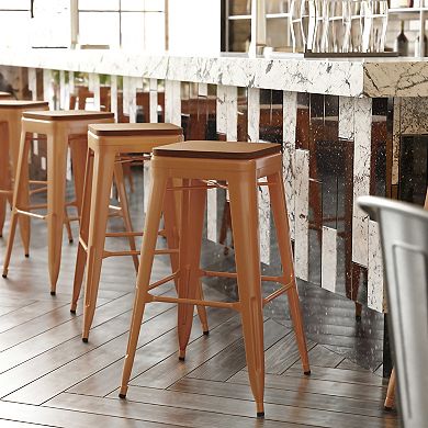 Flash Furniture Indoor/Outdoor Backless Bar Stool with Poly Resin Seat