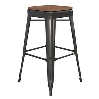 Flash Furniture Indoor/Outdoor Backless Bar Stool with Poly Resin Seat
