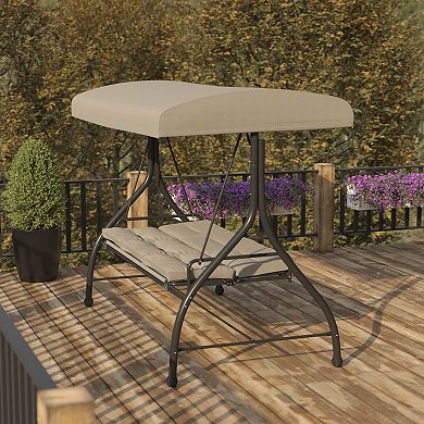 Flash Furniture 3-Seat Outdoor Steel Converting Patio Swing and Bed Canopy Hammock