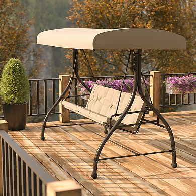 Flash Furniture 3-Seat Outdoor Steel Converting Patio Swing and Bed Canopy Hammock
