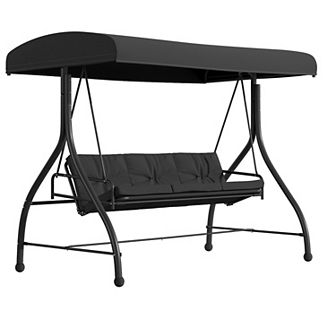 Flash Furniture 3-Seat Outdoor Steel Converting Patio Swing and Bed Canopy Hammock