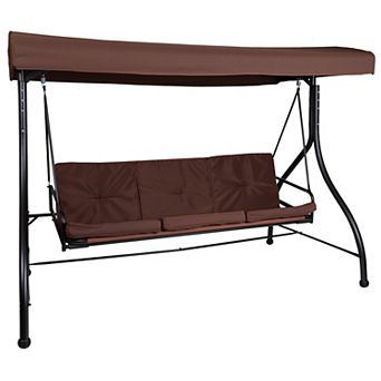 Flash Furniture 3-Seat Outdoor Steel Converting Patio Swing and Bed Canopy Hammock
