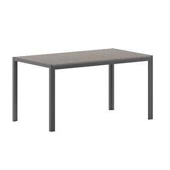 Flash Furniture Commercial 55 x 31 Faux Teak Outdoor Patio Table