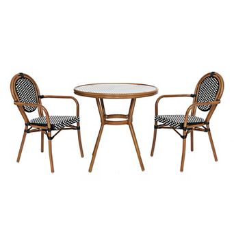 Flash Furniture Indoor/Outdoor Commercial Bistro Set with Table and Two Chairs