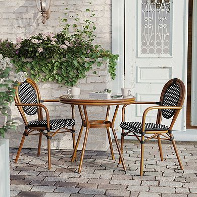 Flash Furniture Indoor/Outdoor Commercial Bistro Set with Table and Two Chairs