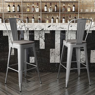 Flash Furniture All-Weather Commercial Bar Stool with Removable Back & Poly Resin Seat