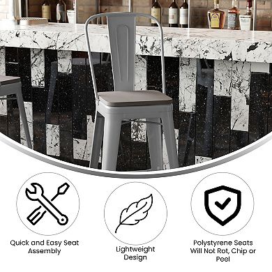 Flash Furniture All-Weather Commercial Bar Stool with Removable Back & Poly Resin Seat