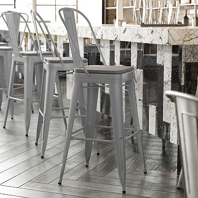 Flash Furniture All-Weather Commercial Bar Stool with Removable Back & Poly Resin Seat