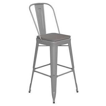 Flash Furniture All-Weather Commercial Bar Stool with Removable Back & Poly Resin Seat