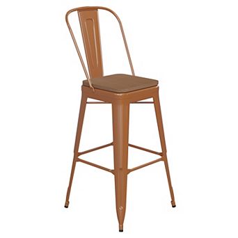 Flash Furniture All-Weather Commercial Bar Stool with Removable Back & Poly Resin Seat