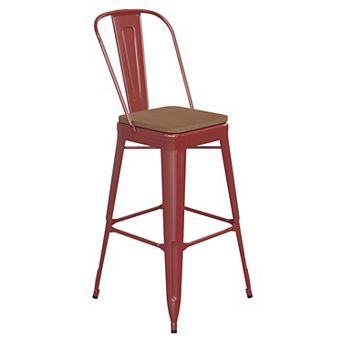 Flash Furniture All-Weather Commercial Bar Stool with Removable Back & Poly Resin Seat