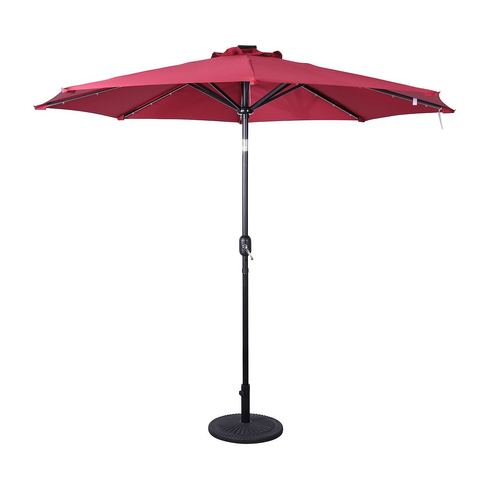 Flash Furniture Commercial 9 FT Solar LED Light Umbrella with Crank and ...