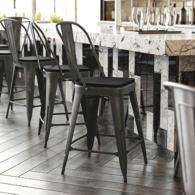 Flash Furniture All-Weather Counter Height Stool with Poly Resin Seat