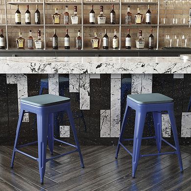 Flash Furniture Indoor/Outdoor Backless Counter Stool with Poly Resin Seat