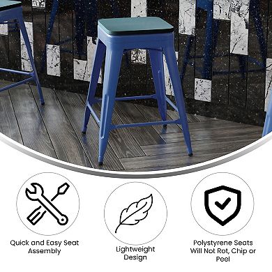 Flash Furniture Indoor/Outdoor Backless Counter Stool with Poly Resin Seat