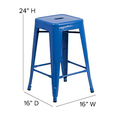 Flash Furniture Indoor/Outdoor Backless Counter Stool with Poly Resin Seat