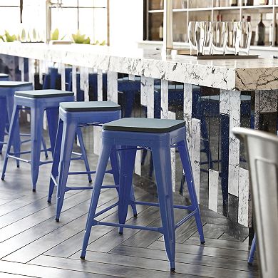 Flash Furniture Indoor/Outdoor Backless Counter Stool with Poly Resin Seat
