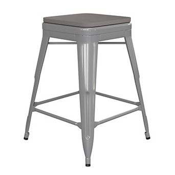 Flash Furniture Indoor/Outdoor Backless Counter Stool with Poly Resin Seat