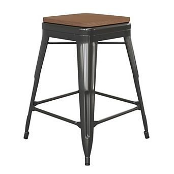 Flash Furniture Indoor/Outdoor Backless Counter Stool with Poly Resin Seat
