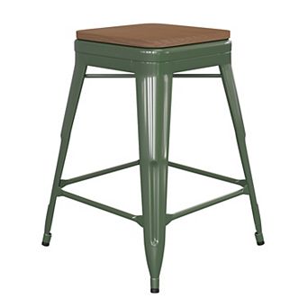 Flash Furniture Indoor/Outdoor Backless Counter Stool with Poly Resin Seat