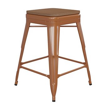 Flash Furniture Indoor/Outdoor Backless Counter Stool with Poly Resin Seat