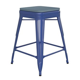 Flash Furniture Indoor/Outdoor Backless Counter Stool with Poly Resin Seat
