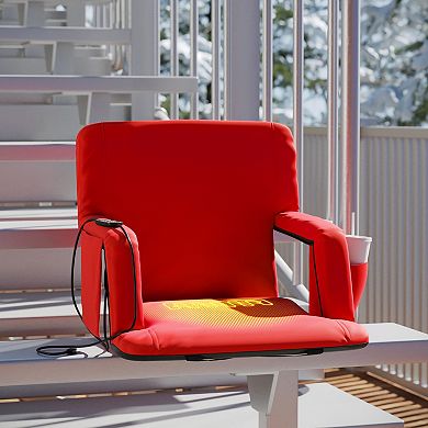Flash Furniture Foldable Reclining Stadium Chair with Backpack Straps and Heated Seat