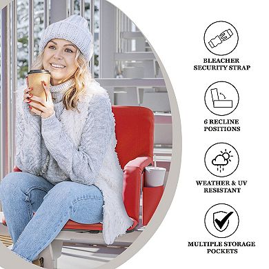 Flash Furniture Foldable Reclining Stadium Chair with Backpack Straps and Heated Seat