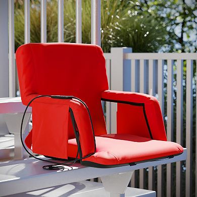 Flash Furniture Foldable Reclining Stadium Chair with Backpack Straps and Heated Seat