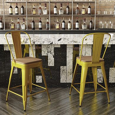 Flash Furniture All-Weather Commercial Counter Stool with Removable Back & Poly Resin Seat